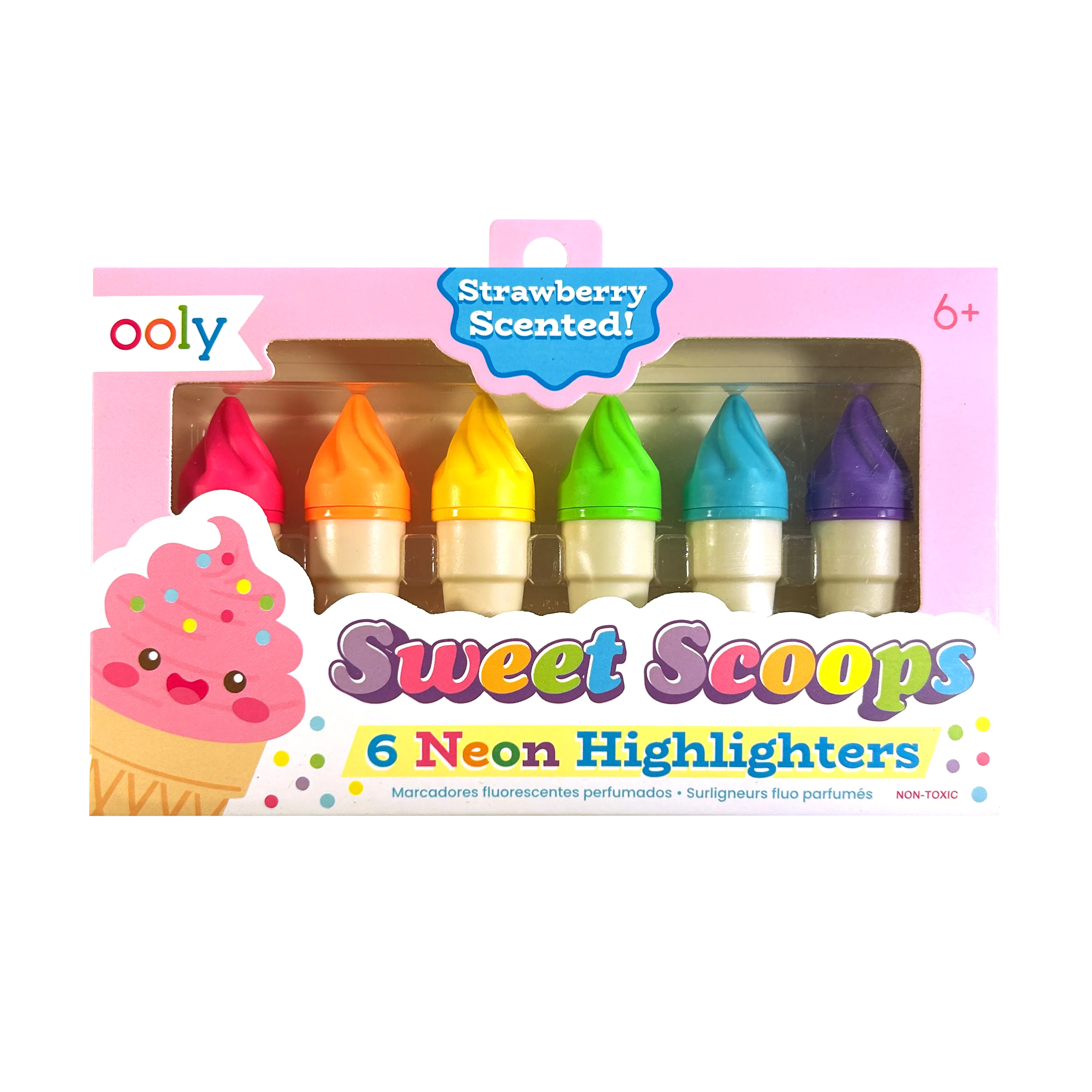 OOLY - Wholesale Highlighter - Sweet Scoops: Neon Highlighters - Strawberry Scent (Set of 60
