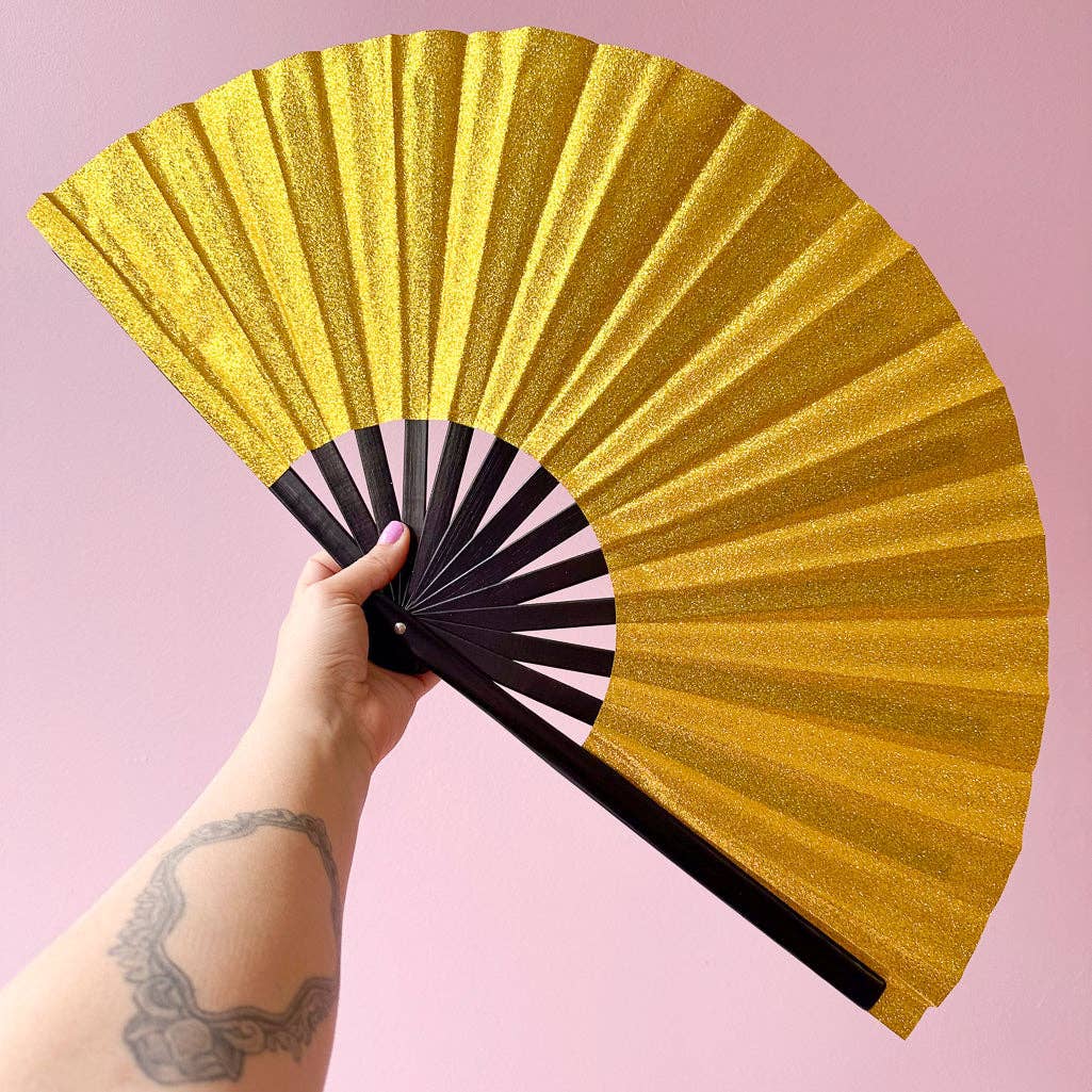 Esoteric London – wholesale Handheld folding fan – Glitter Giant Hand Fan4