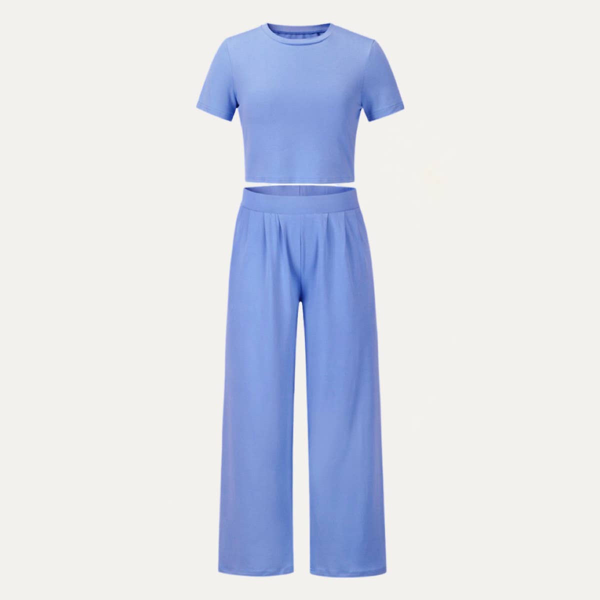 The Moment Collection - Wholesale Loungeset - Dames - Feel Cozy loungewarset met korte mouwen en crop-top en broek1