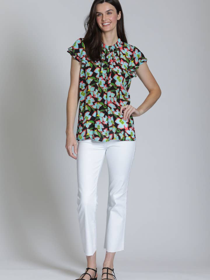 Flutter Sleev Top W/ Gathered Neck Band for wholesale by APNY