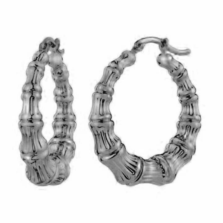 1" Black Bamboo Hoop Earrings for wholesale by Gold & Honey