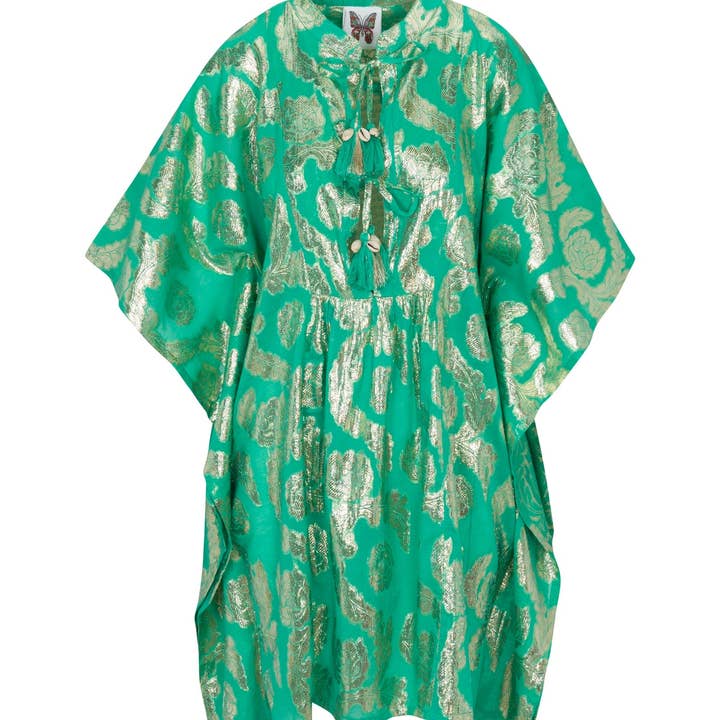 Palm Springs Caftan Tunic Dress - Jade/Gold for wholesale by Meghan Fabulous
