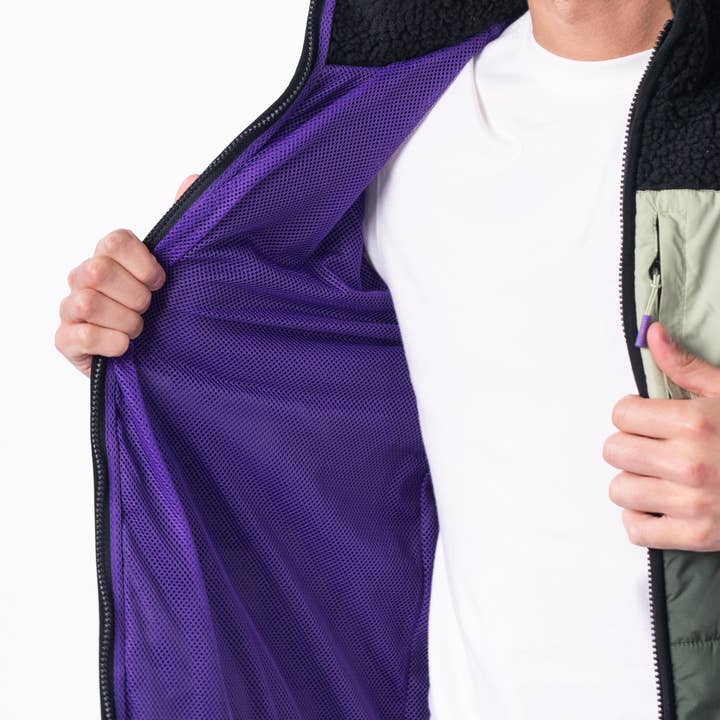 BILLYBELT - Wholesale Coat - Men's - Two-tone jacket in black and green sherpa4