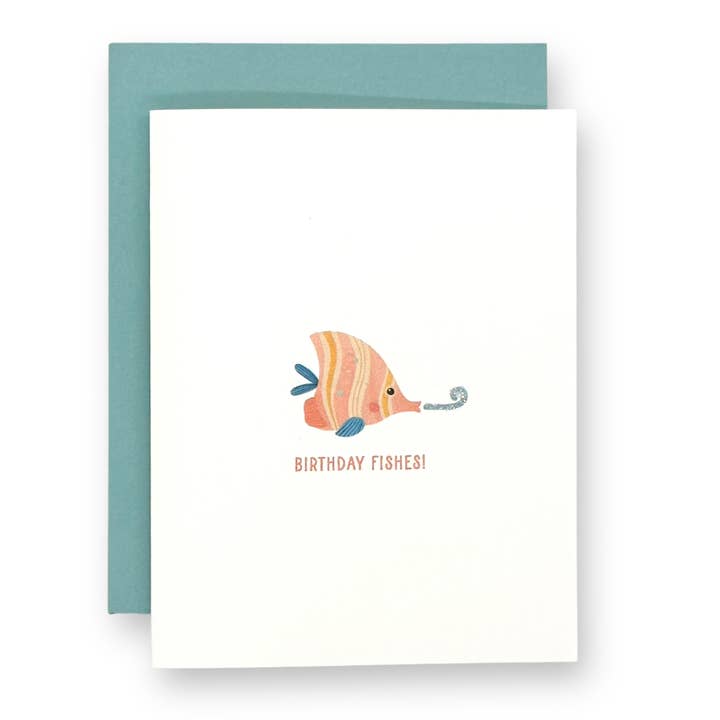BIRTHDAY FISHES - Handglinsterende wenskaart voor wholesale door Seaside + Sunshine Greetings