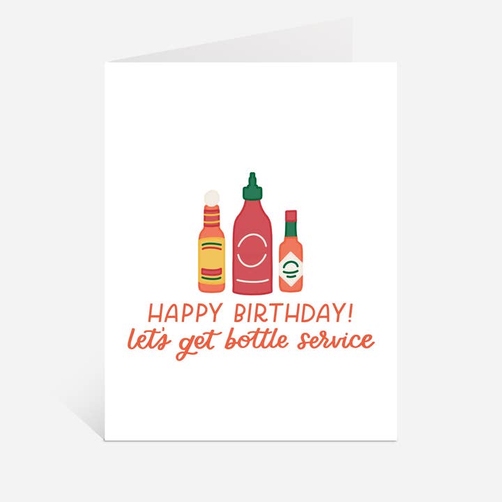 Hot Sauce Birthday Card | Funny Birthday Card Bottle Service for wholesale by Just Follow Your Art