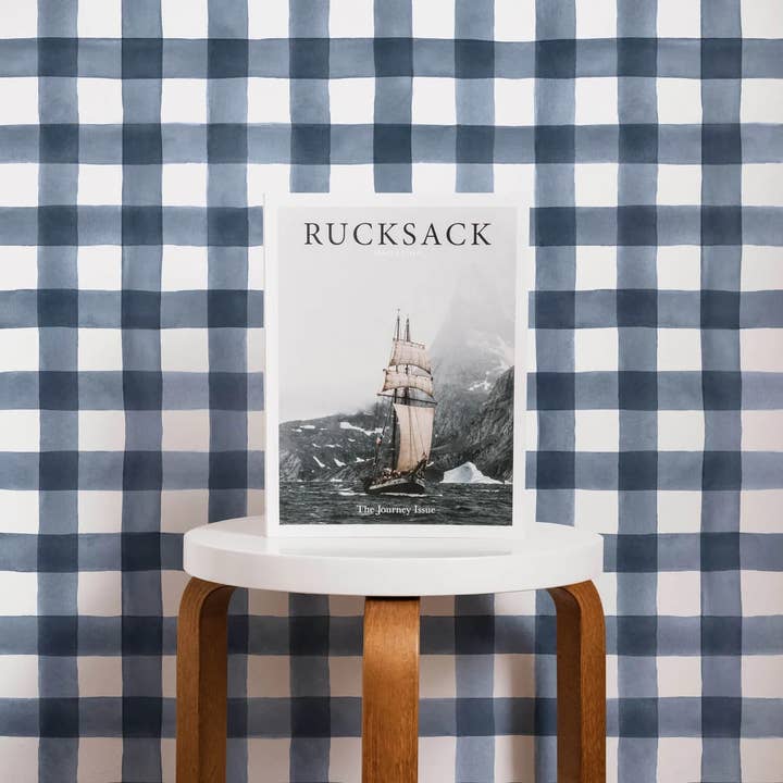 Blue Watercolor Gingham Pattern Removable Wallpaper for wholesale by Livettes Wallpaper