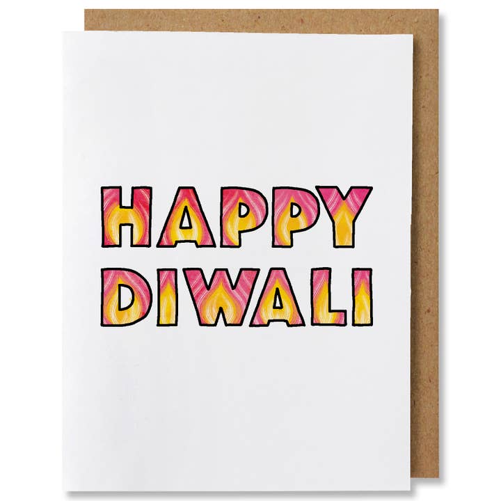 Happy Diwali - Illustrated Typography Holiday Card for wholesale by NANU Studio