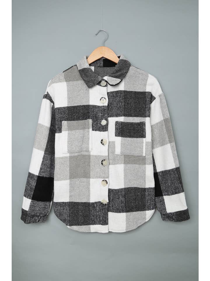 PRETTY BASH - Wholesale Shirt Jacket/Shacket - Women's - Plaid Button-Up Long Sleeve Pocketed Shacket19