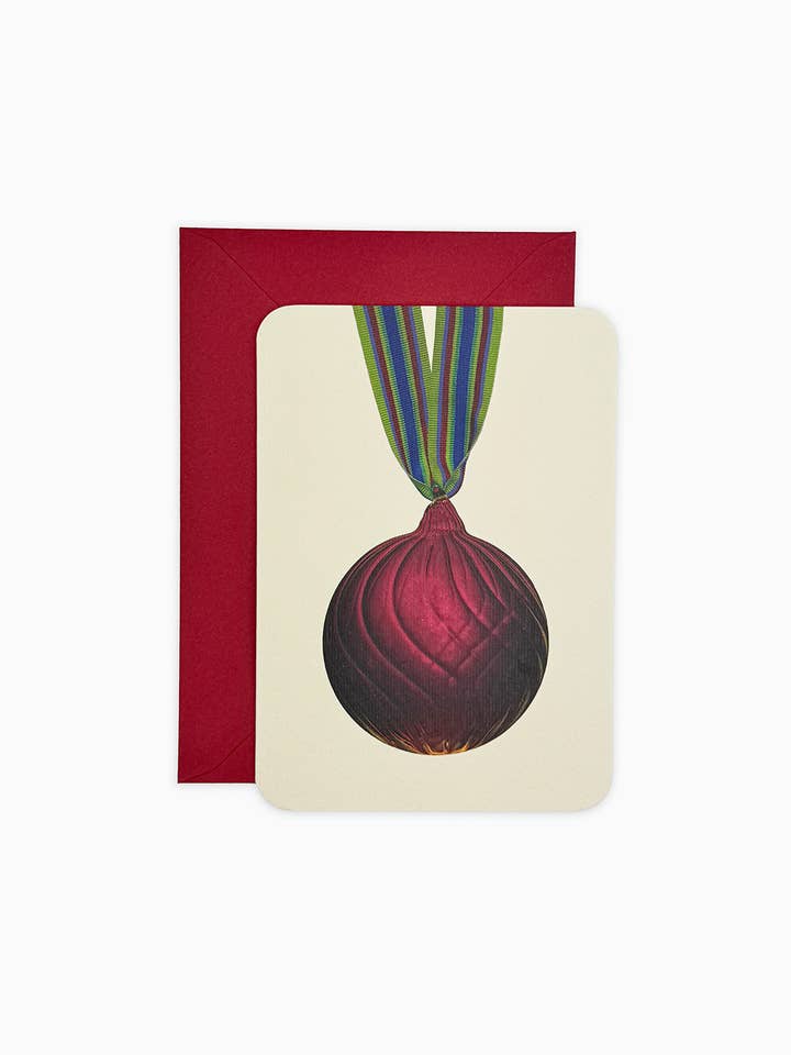 Christmas Baubles Greeting Card Burgundy | Christmas Card for wholesale by Canonbury Press