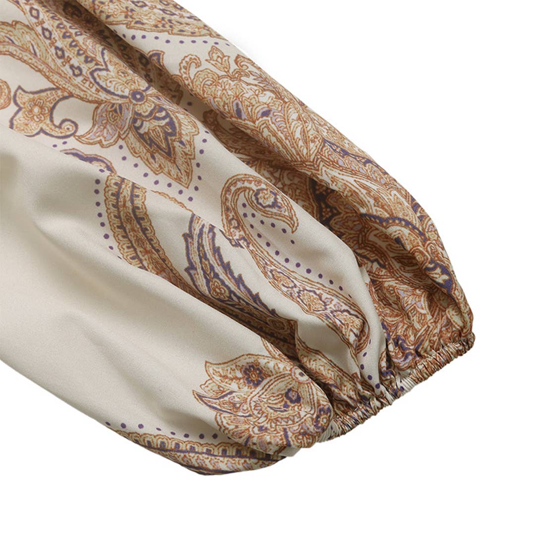 Apricot Elegant Ethnic Vintage V-Neck Paisley Print Dress BFZY1651 for wholesale on Faire8