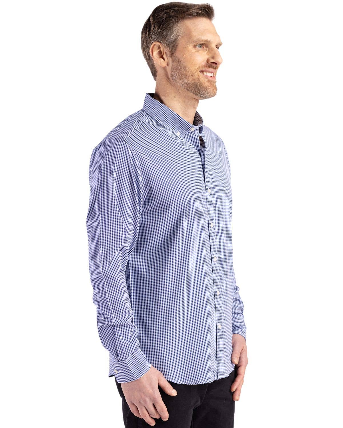 Cutter & Buck - Wholesale Button Down Shirt - Men's - Cutter & Buck Skyline Gingham Mens Big & Tall Dress Shirt16