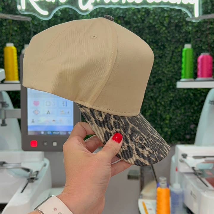 Rain Embroidery - Wholesale Trucker Hat - Women's - Leopard Bill Trucker Hat (light tone)