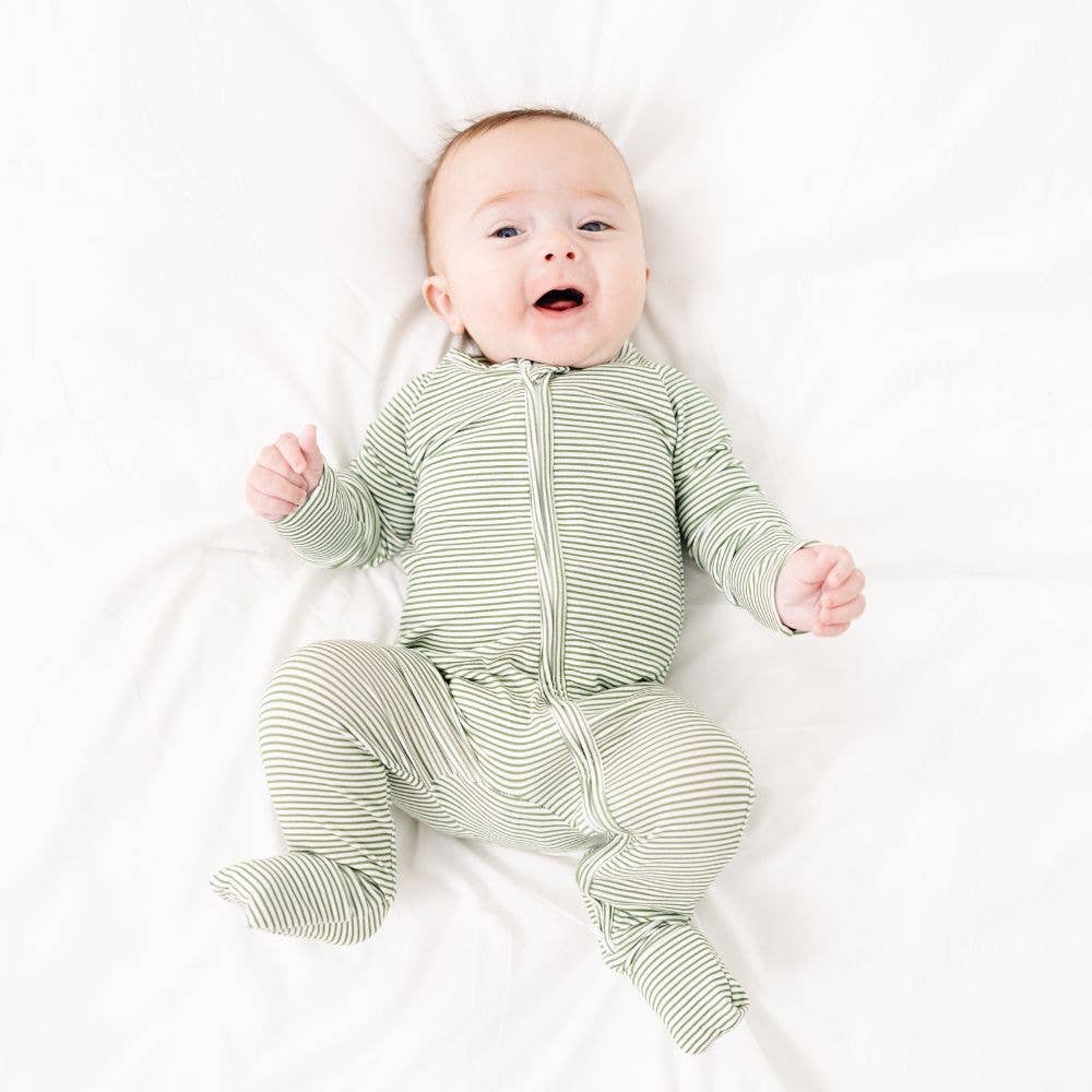 Motette - Wholesale Sleepsuit - Baby - Evergreen Stripe Bamboo Sleeper1