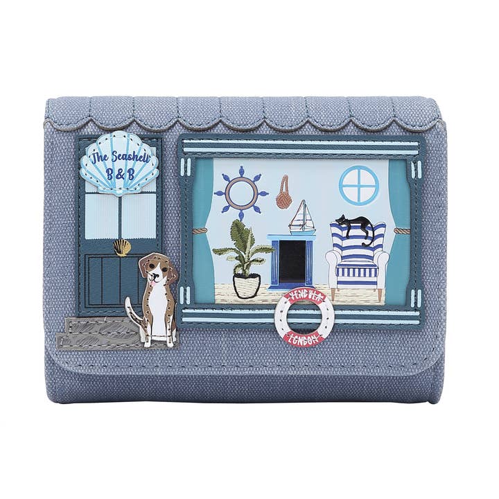 The Seashell B & B Lille klap-over tegnebog for engroshandel hos Vendula London Ltd