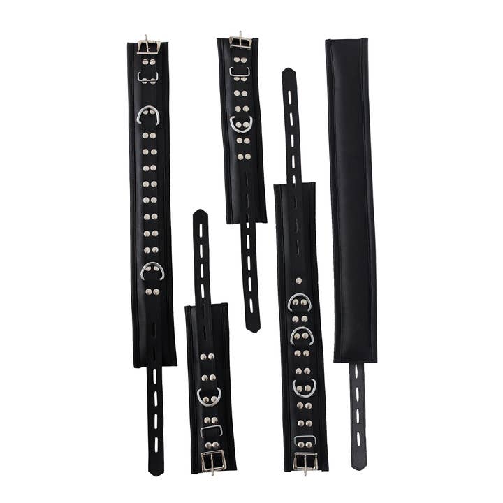 The Master Tanners - Wholesale Sex Toy - Leather Wrist Ankle Cuffs Neck Collar Restraint Bondage Set