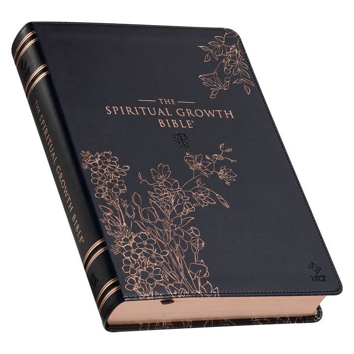 Christian Art Gifts - Wholesale Religion - NLT, The Spiritual Growth Bible Faux Leather, Black Floral2