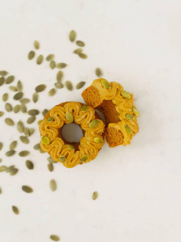 GLUTEN-FREE VEGAN DONUTS WITH PUMPKIN-SPICE COCONUT FLAVOR (5 Pack) for wholesale by Heaven Gluten Free Bakery