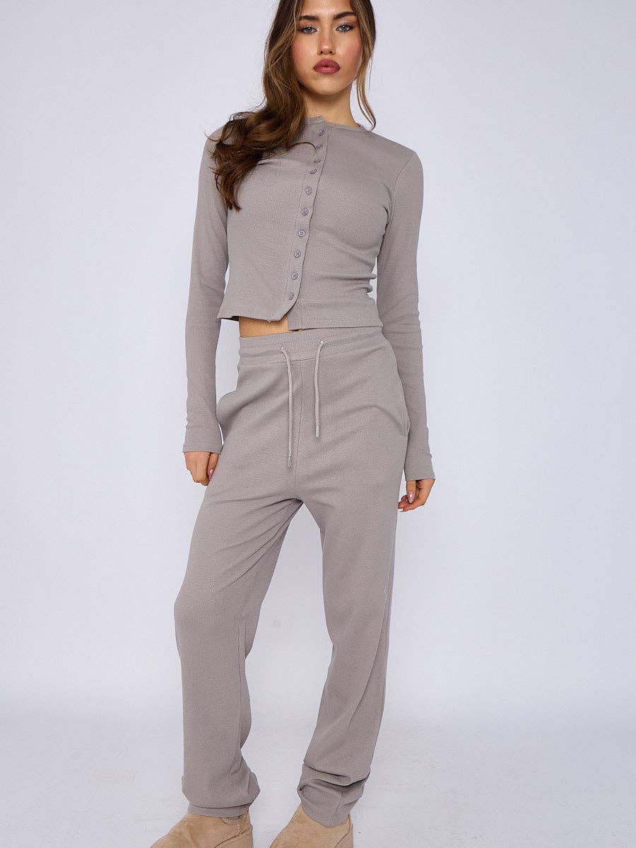 AX Labels - Wholesale Top & Pant Set (NOT Loungewear) - Women's - Ribbed Front Button Detail Top & Wide Leg Trouser Co-ord41