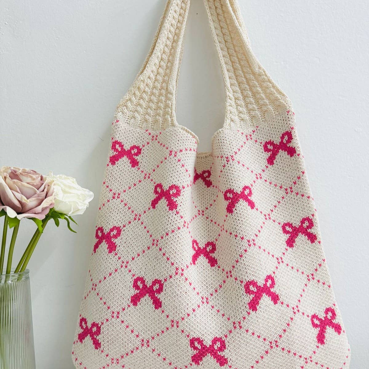 NINEXIS - Wholesale Tote Bag - Women's - CWAB4567_BOW KNIT LARGE CAPACITY TOTE BAG4