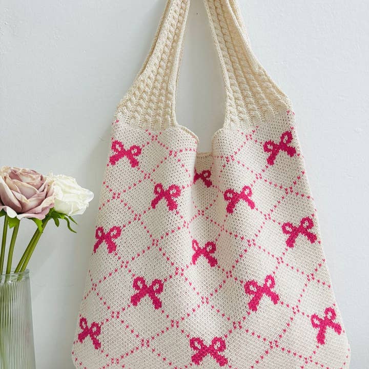NINEXIS - Wholesale Tote Bag - Women's - CWAB4567_BOW KNIT LARGE CAPACITY TOTE BAG4