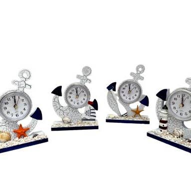 Blue Harbour Table Top Clock Anchor Shape Asst. 4 With -057 for wholesale by International Gifts Ltd.