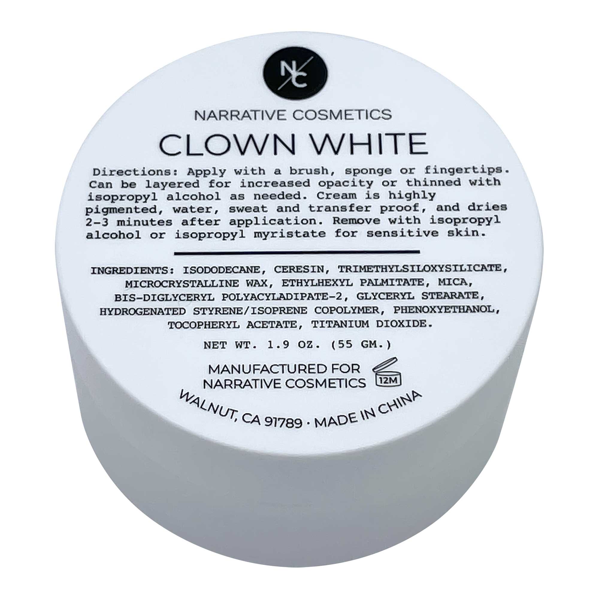 Narrative Cosmetics – Maquilhagem de brincar/pintura facial - Crianças por atacado – Maquiagem em Creme Branca para Palhaço de Secagem Rápida9