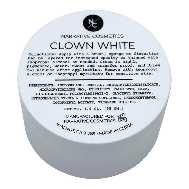Narrative Cosmetics – Maquilhagem de brincar/pintura facial - Crianças por atacado – Maquiagem em Creme Branca para Palhaço de Secagem Rápida9