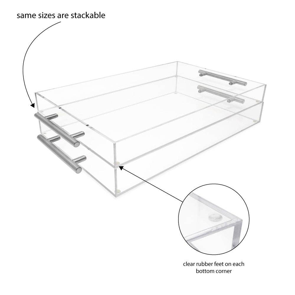 Isaac Jacobs International - Wholesale Serving Tray - Isaac Jacobs Clear Acrylic Serving Tray with Metal Handles34