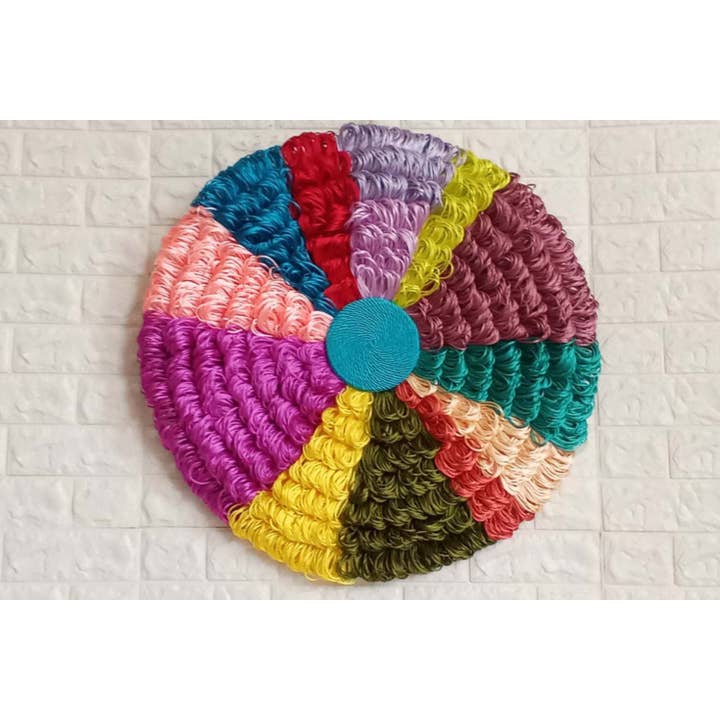 Arte da Parete Intrecciata con Filato Circolare per Decorazione di Appartamento per la vendita all'ingrosso da parte di JuteExtravaganza