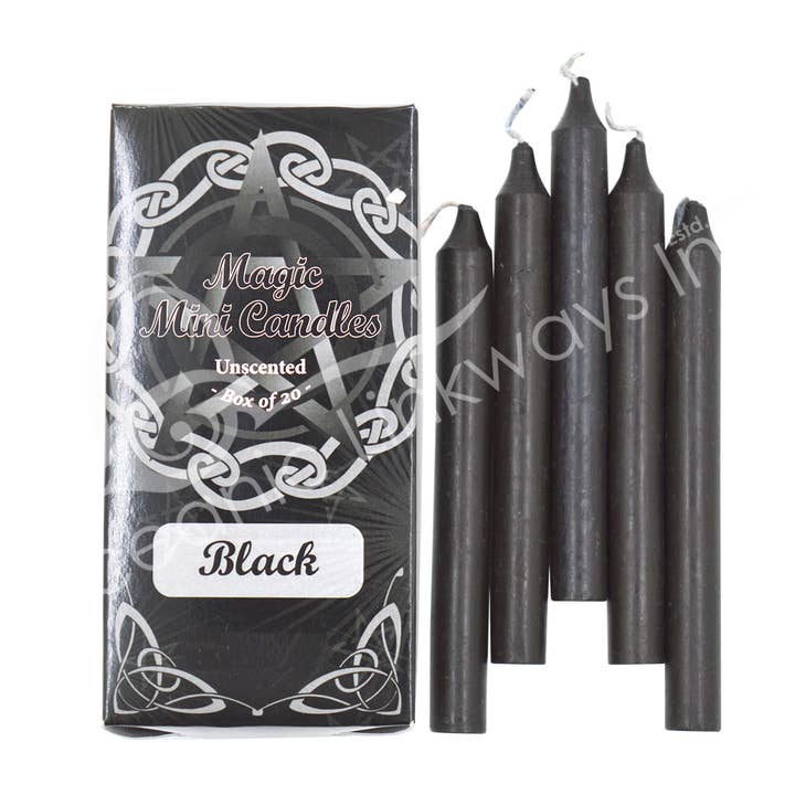 Oceanic Linkways Inc - Wholesale Tapered Candle/Candlestick - CANDLE - MINI UNSCENTED MAGIC BLACK (PK 20)0