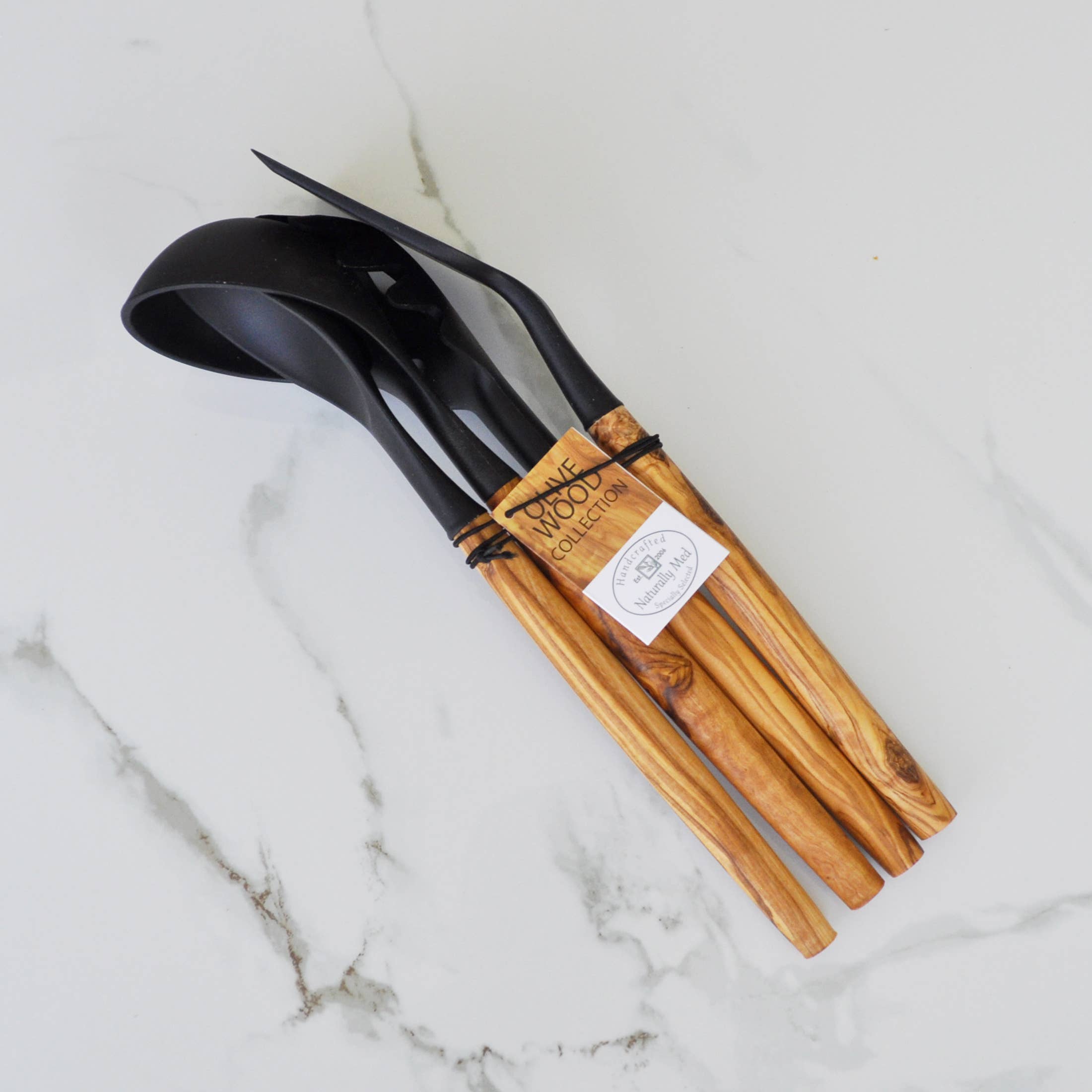 Naturally Med Inc. - Wholesale Kitchen Utensil Set - Black Silicone and Olive Wood Utensils - Set of 41