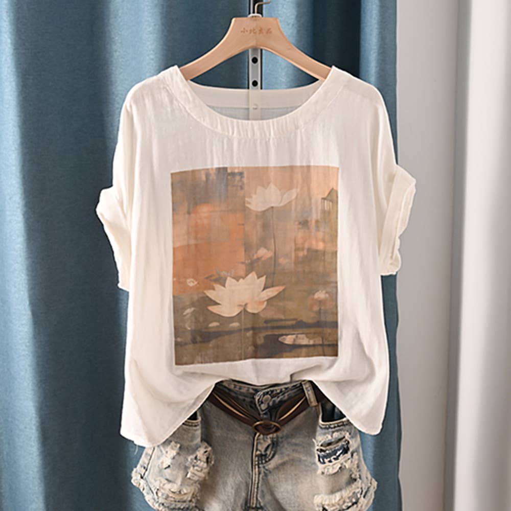 Whisper Mint – wholesale Screen printed t-shirt – Women′s – round neck  printed double cotton yarn short-sleeved T-shirt5