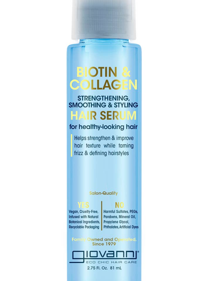 Biotin & Collagen Strengthening Smoothing Style Serum 2.75oz for wholesale by Giovanni Cosmetics