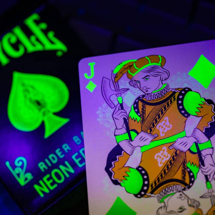 Bicycle Neon Rider Back Green UV-GLOW Deck Playing Cards for wholesale by Card-Addiction.com