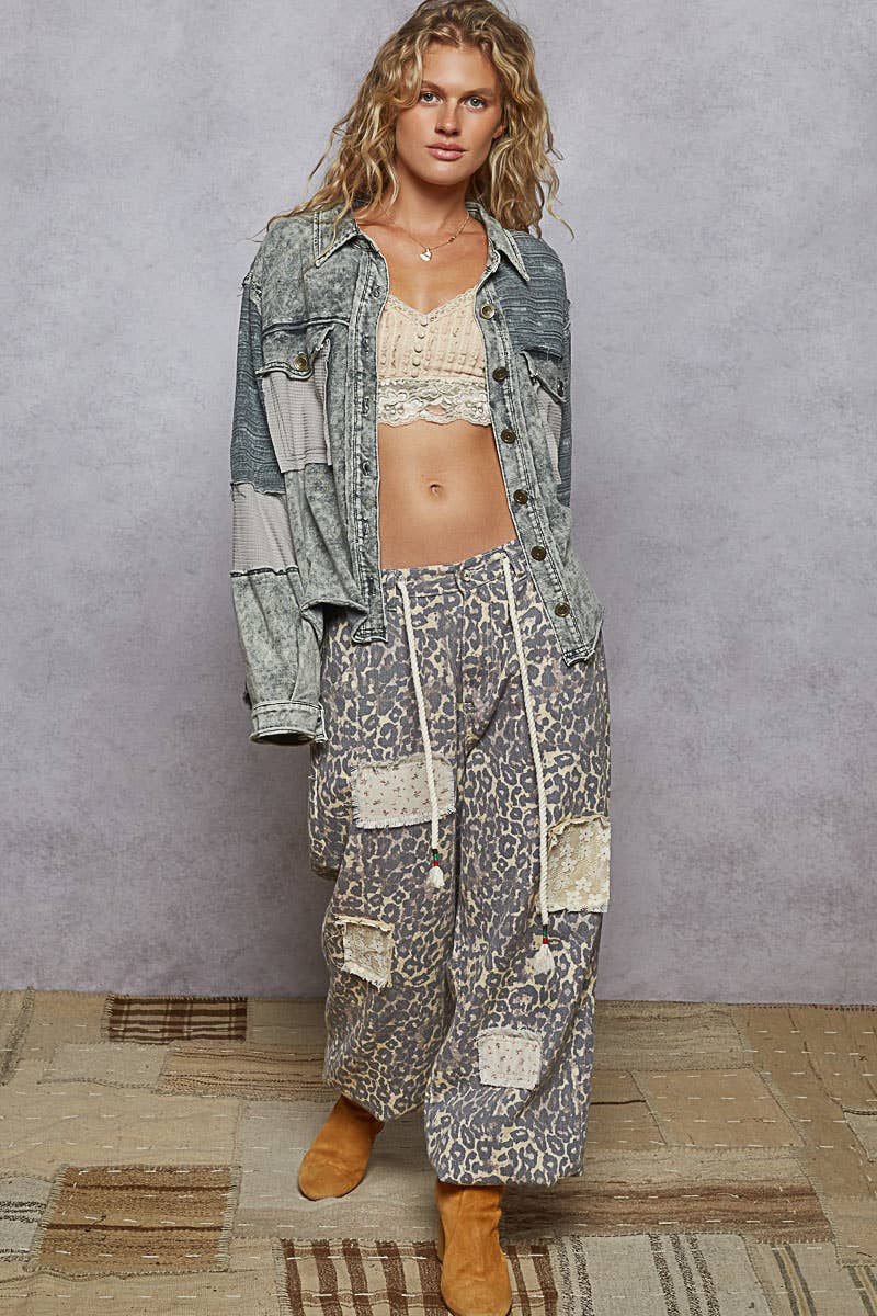 Pol Clothing - Wholesale Jacket - Women's - Long Sleeve French Terry Contrast Animal or Floral Jacket4