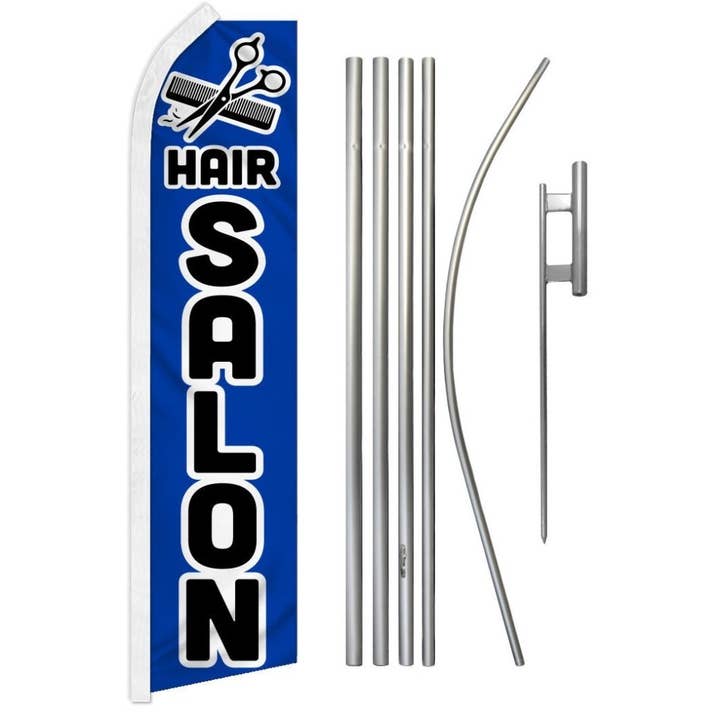 Kit de Drapeau & Mât Super Salon de Coiffure (Bleu) pour la vente par Flags Importer