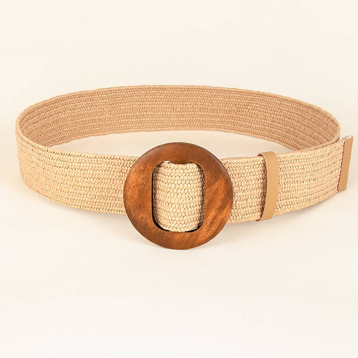 ACCITY - Wholesale Belt - Women's - NEW ROUND WOODEN BUCKLE STRAW BELT_CWABE04523