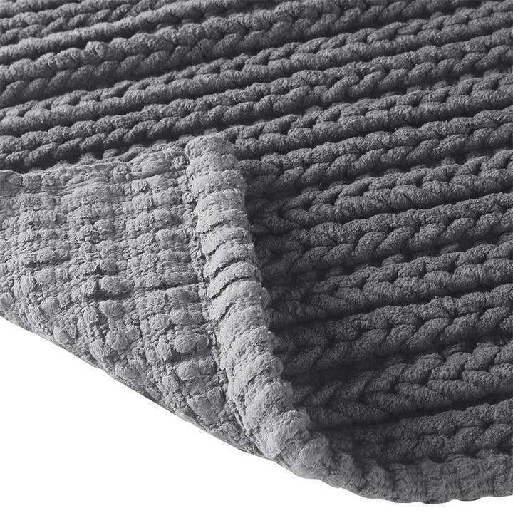 Olliix - Wholesale Bath Mat - Cotton Chenille Stitch Bath Rug, Dark Grey2