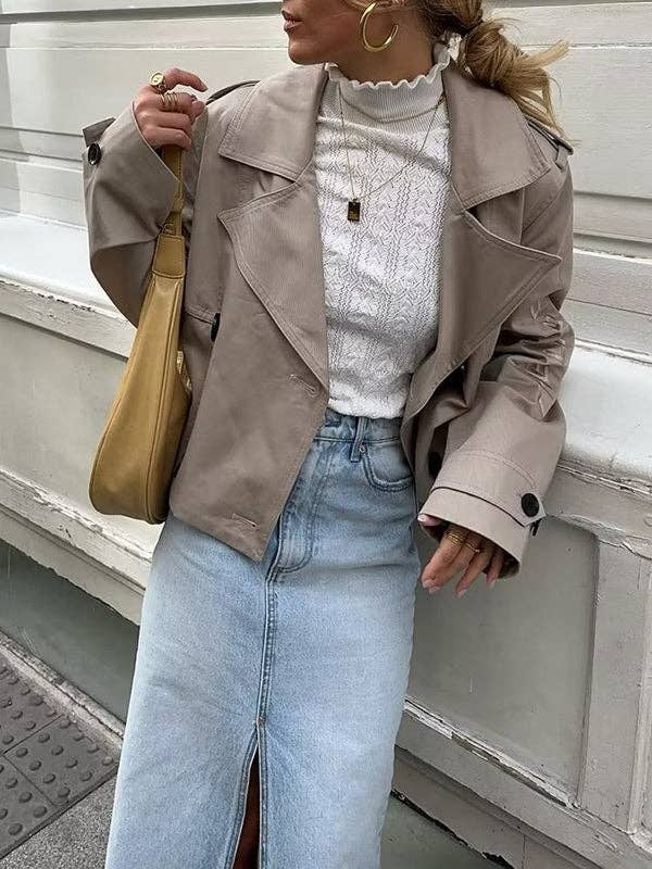 Plush Looks - Wholesale Jacket - Women's - Long Sleeves Loose Split-Joint Lapel Jackets