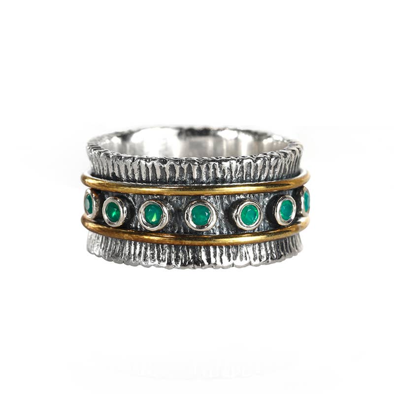 Tiramisu – wholesale Cocktail/statement ring – 925 Silver Green Onyx Verdant Pulse Statement Ring0
