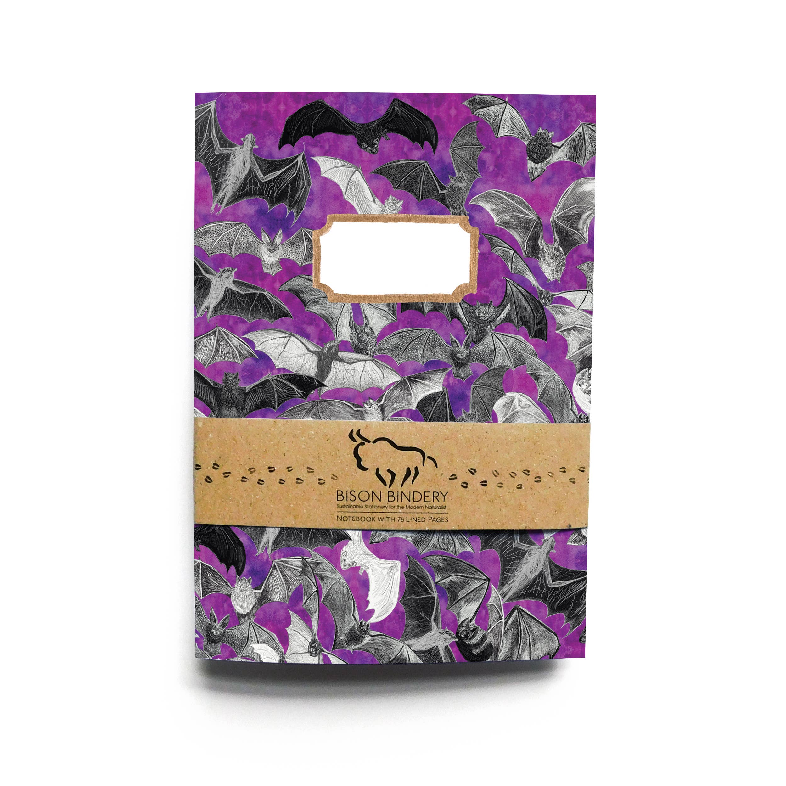 Bison Bindery – wholesale Journal/diary – Chiroptera Bat A5 Recycled Notebook - 76 Lined Pages1