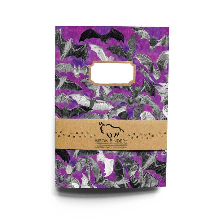 Bison Bindery - Wholesale Journal/diary - Chiroptera Bat A5 Recycled Notebook - 76 Lined Pages1