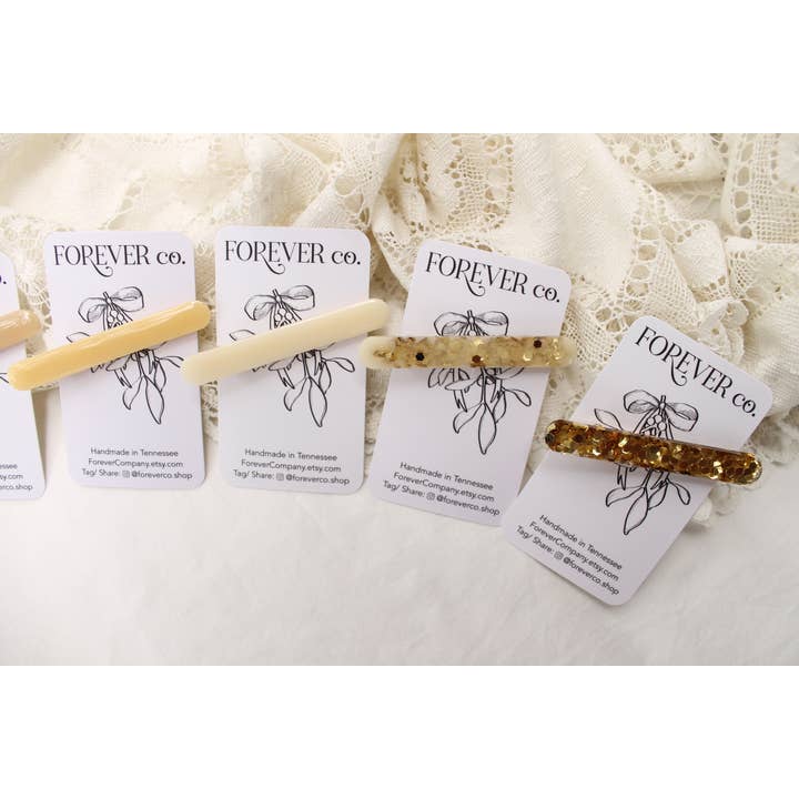 Neutral Skinny Bar Hair Clips: Sage Cream Linen Terracotta for wholesale by Forever Company