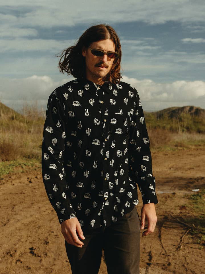 Pyknic – Großhandel Hemd mit Button-down-Kragen – Damen – No Problemo Langärmliges Taco-Kaktus-Avocadohemd mit Knöpfen6