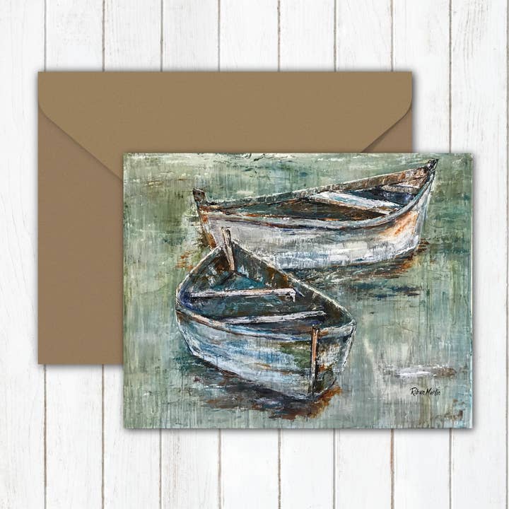 Sea Green Canoes Greeting Card for wholesale by Lulu and Tully