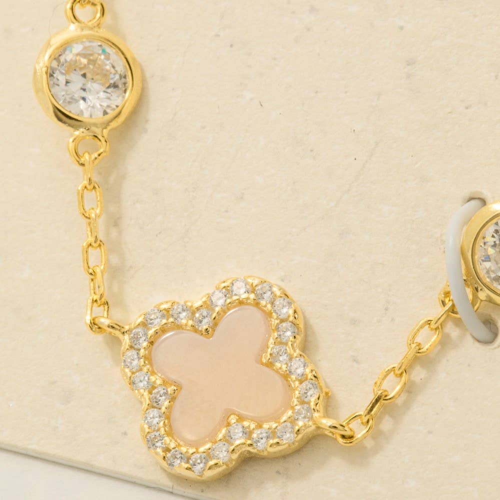 Fame Accessories – wholesale Link & chain bracelet – Sterling Silver Clover Chain Bracelet3