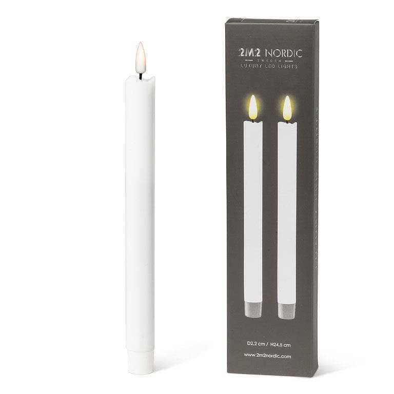 Abbott – wholesale Flameless candle – S/2 White LED Taper Candle - 9.5"H1