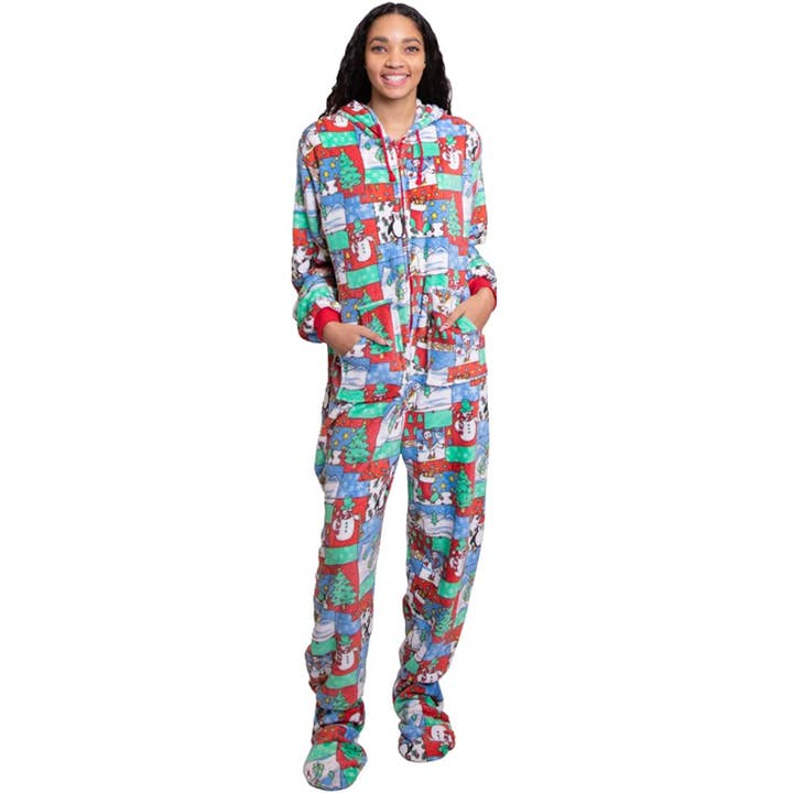 Adult Footed Hoodie Pajamas Set for wholesale by The Lounge Edit