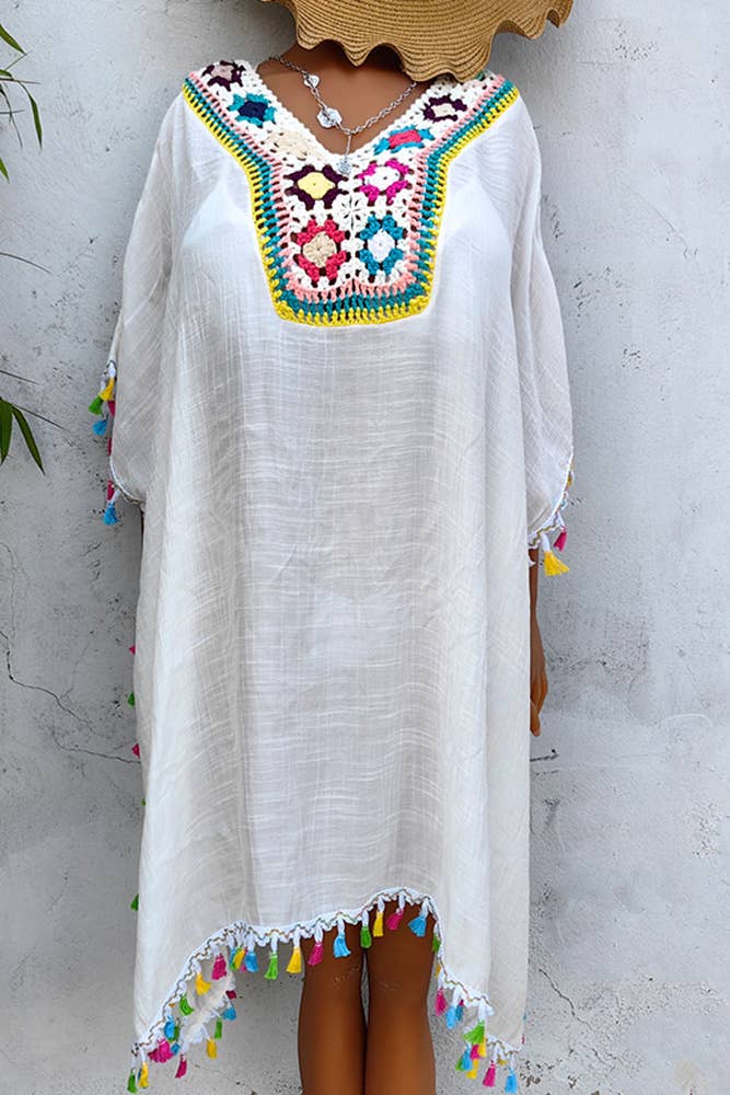 UNISHE – wholesale Kimono – Women's – Crochet Knit Lace Splicing Fringe Kimono OYM0528