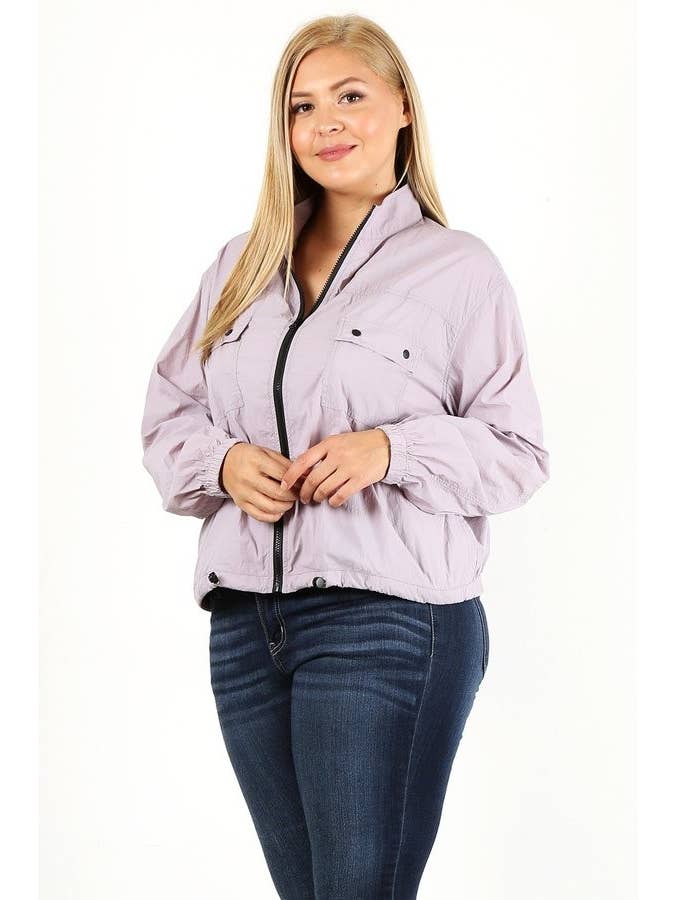 Black Plus Size Windbreaker Light-Weight Jacket SS1842P-J for wholesale on Faire